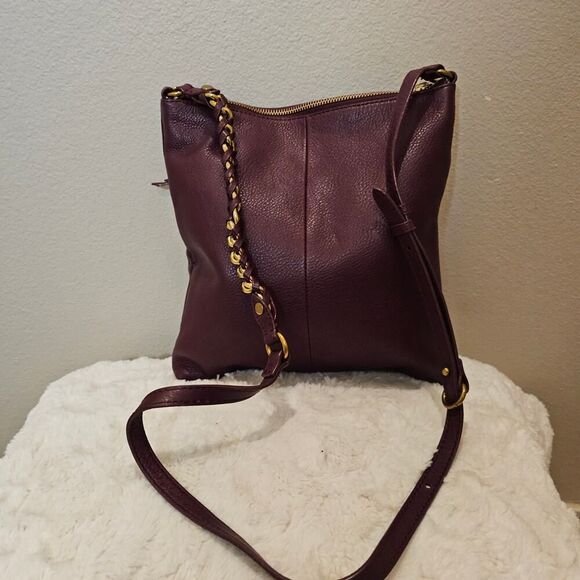 Elliott Lucca Burgandy Leather Crossbody with Chain Strap - Picture 7 of 14
